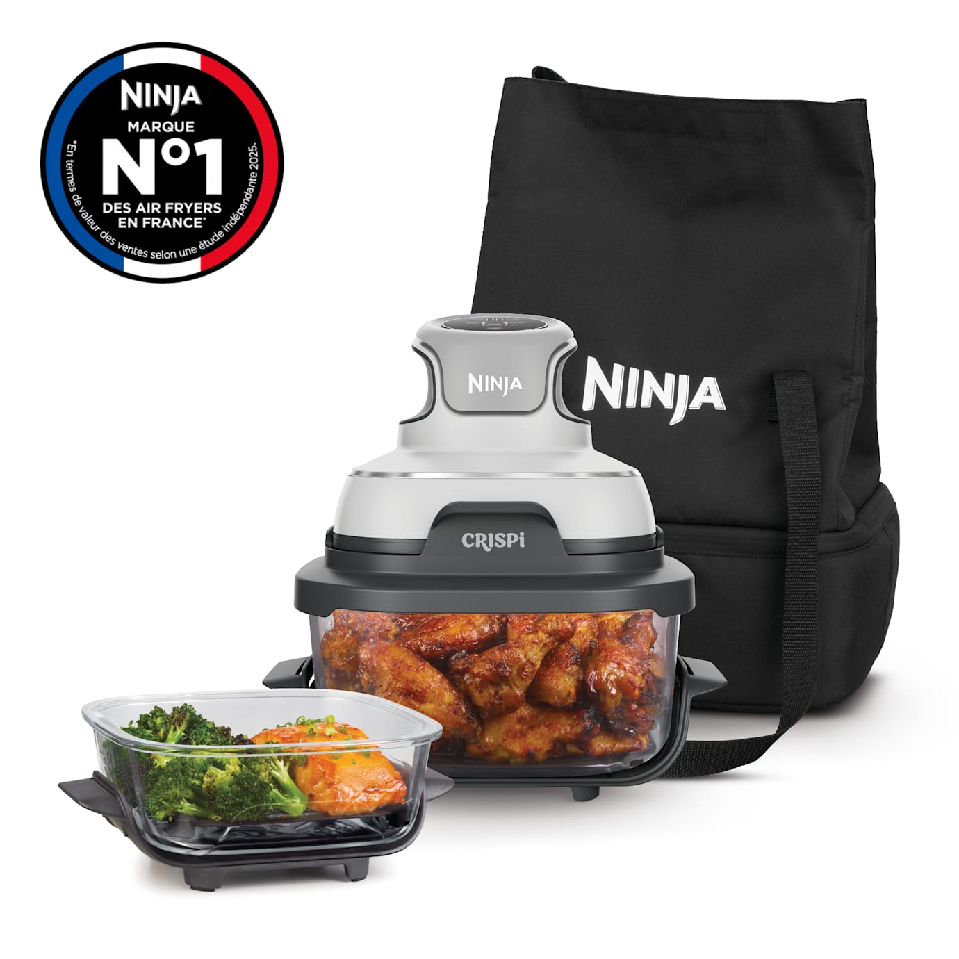 Air Fryer modulaire en verre portable 4-en-1 Ninja CRISPi avec sac de transport, Blanc