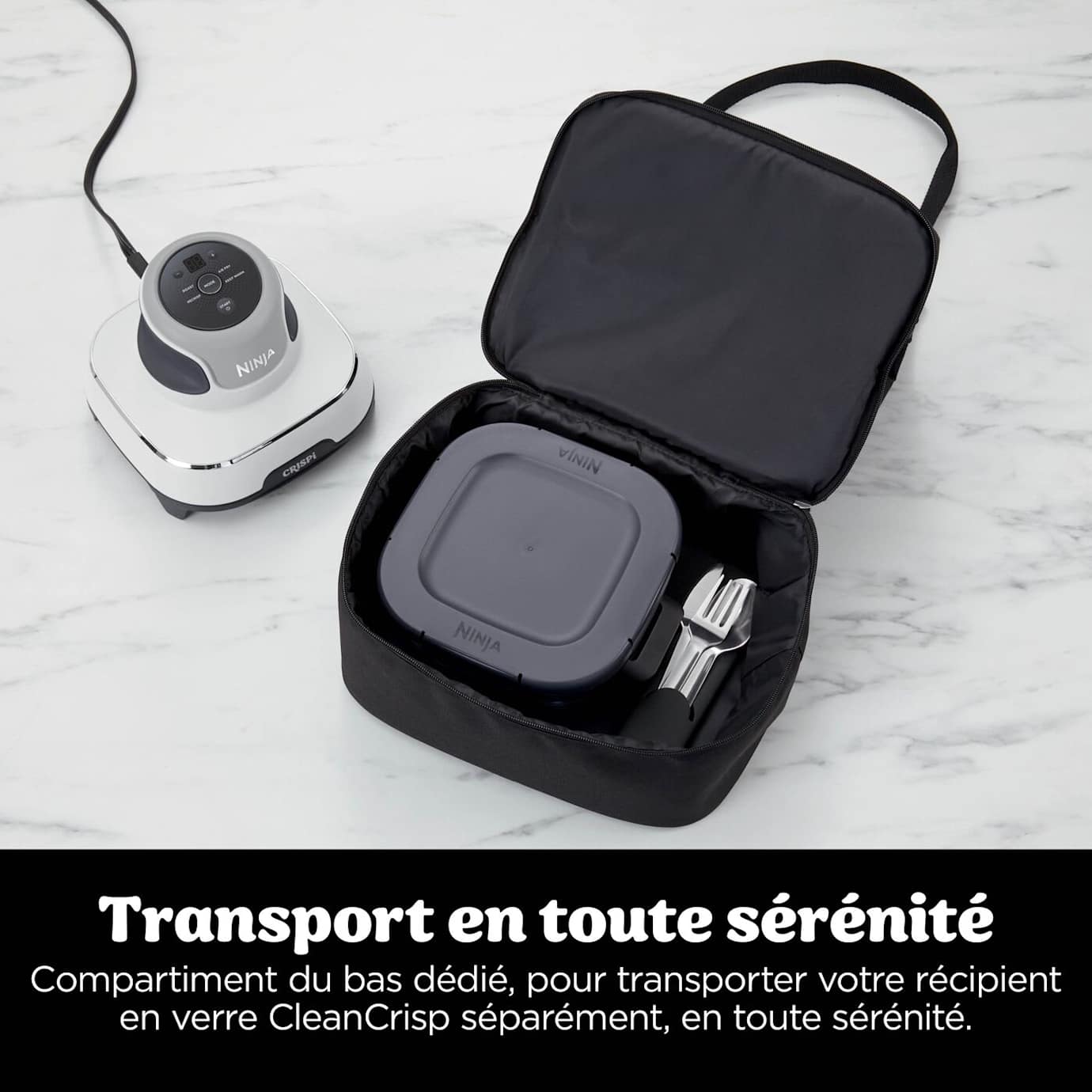 Air Fryer modulaire en verre portable 4-en-1 Ninja CRISPi avec sac de transport, Blanc — vue 4