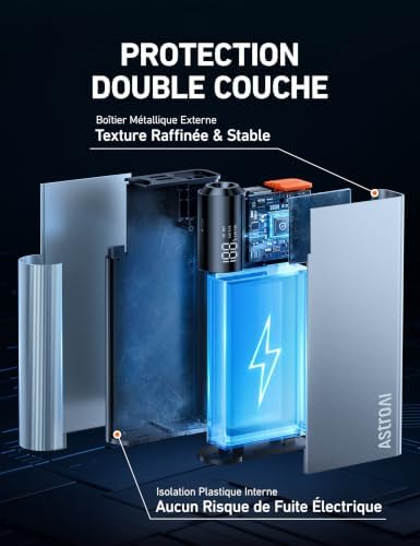 AstroAI Booster Batterie Voiture 8000A, Démarreur de Batterie de Voiture | Alliage Aluminium Dissipation Thermique Stable & Durable, Pinces Intelligentes Upgrade, Lumière LED Batterie Externe USB — vue 5