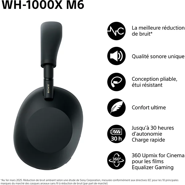 Casque SONY WH-1000XM6 IA Noir — vue 2