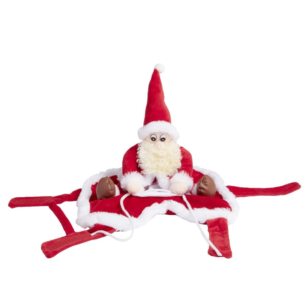 Déguisement chien Père Noël à califourchon rouge et blanc - Taille L