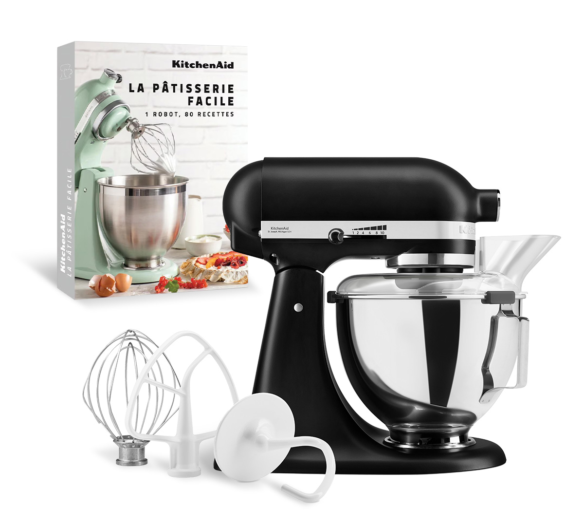 Robot pâtissier multifonction KitchenAid 4,3L Noir mat 5KSM95