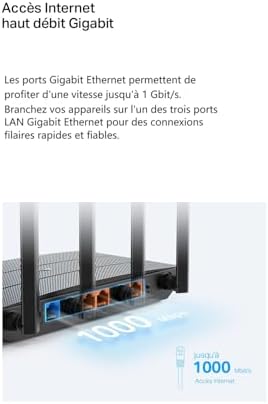 TP-Link Archer AX18 Routeur WiFi 6, Routeur WiFi AX 1500 Mbps bi-Bande, 4 Ports Gigabit, 4 antennes à Haute Performance, WPA3, Contrôle Parental, EasyMesh, Antivirus intégré — vue 4