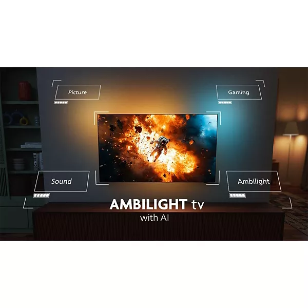 TV OLED PHILIPS 48OLED810 (2025) 48" (121 cm) 4K Ultra HD - Ambilight, Google TV — vue 3