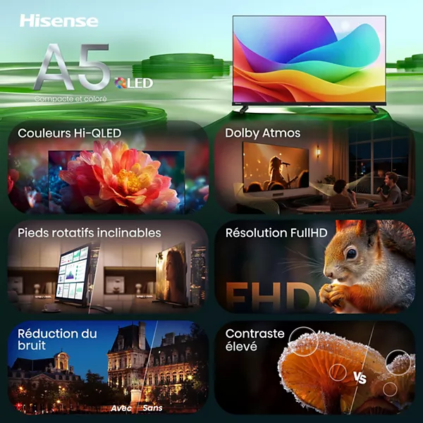 TV QLED HISENSE 32A5S (2026) 32" (80 cm) - Smart TV — vue 3